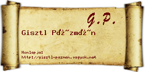 Gisztl Pázmán névjegykártya